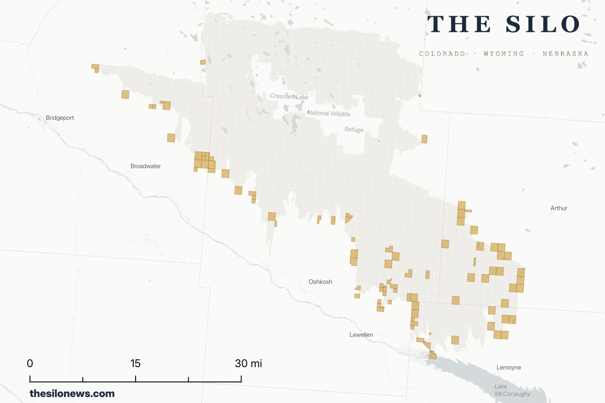 Of the 256 landowners in the burn zone, 112 own exactly one parcel — highlighted here in gold. For these family ranchers, the fire may have consumed their entire operation.